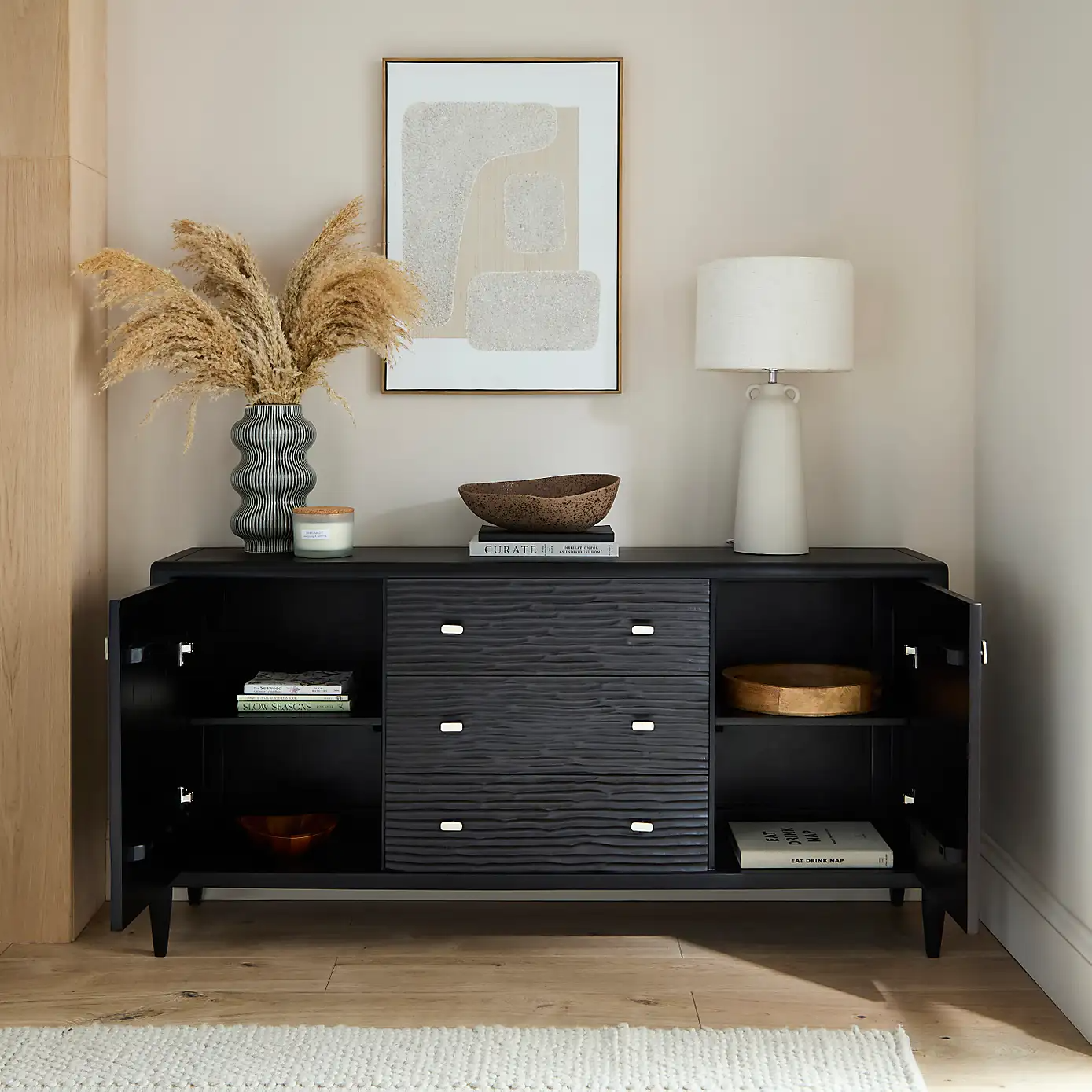 Artisan Carve – Solid Mango Wood Sideboard (145 cm, 2 Door)