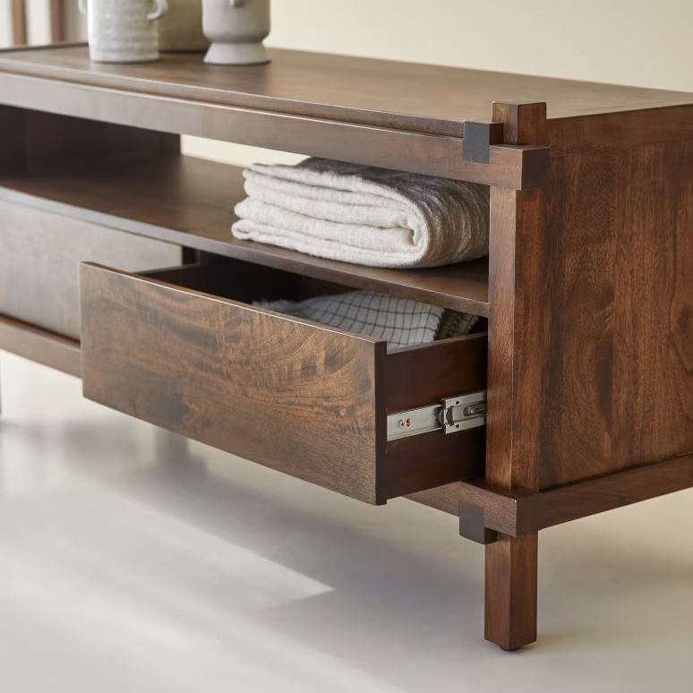 Hera – Solid Mango Wood TV Cabinet (117 cm, 2 Drawer)