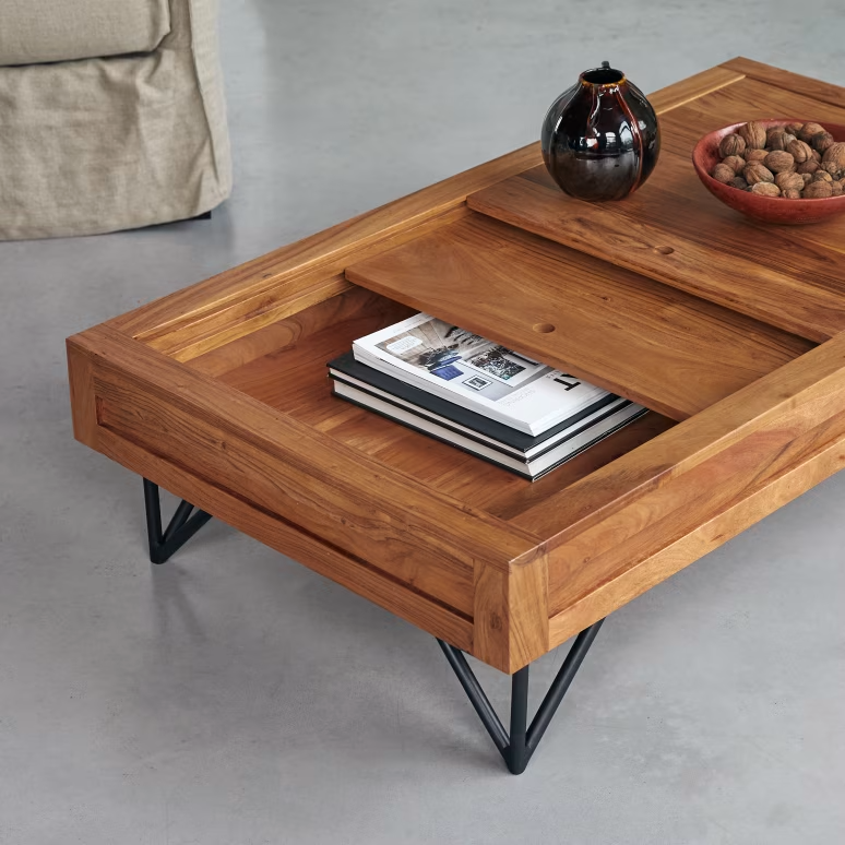Elio – Solid Acacia Wood Coffee Table (117 cm)