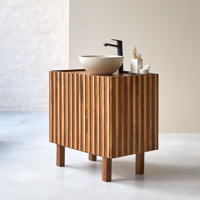 Theo – Solid Mango Wood Single Vanity Unit — alternate view