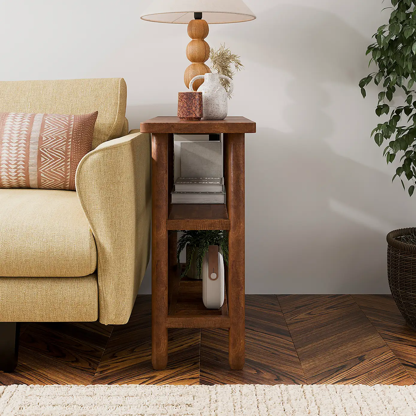 Diana – Solid Mango Wood Side Table — alternate view