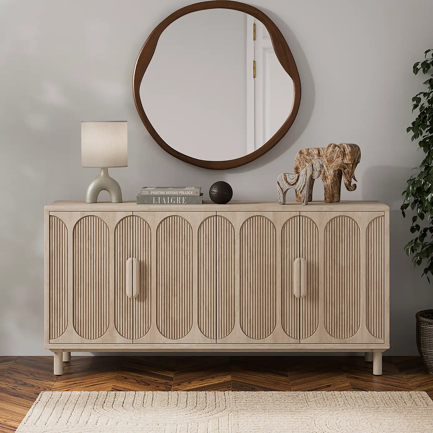 Diana – Solid Mango Wood Sideboard (145 cm, 4 Door)