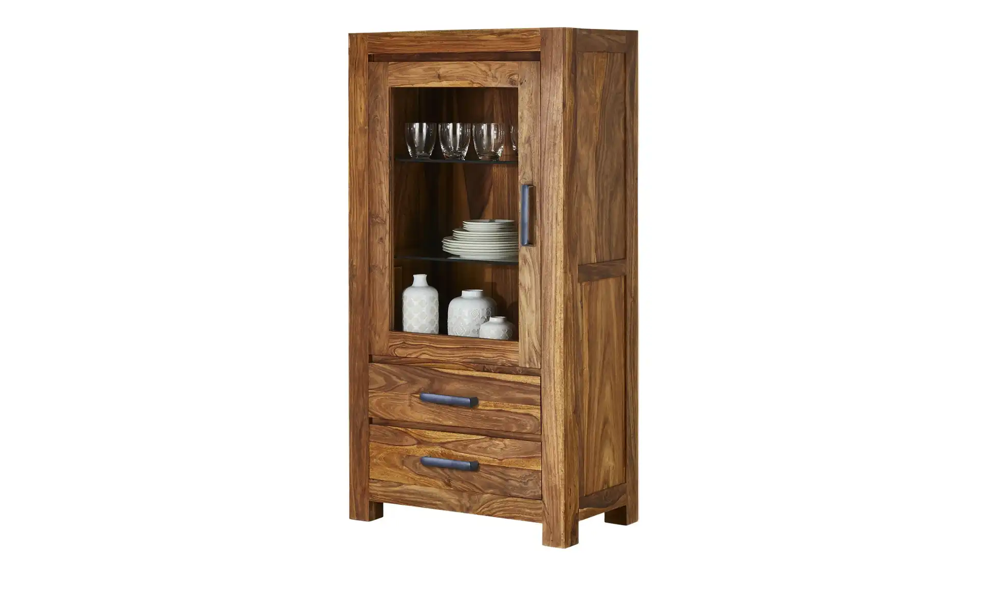 Vaache Sheesham Wood Glass Display Cabinet (135 cm, 1 Door)
