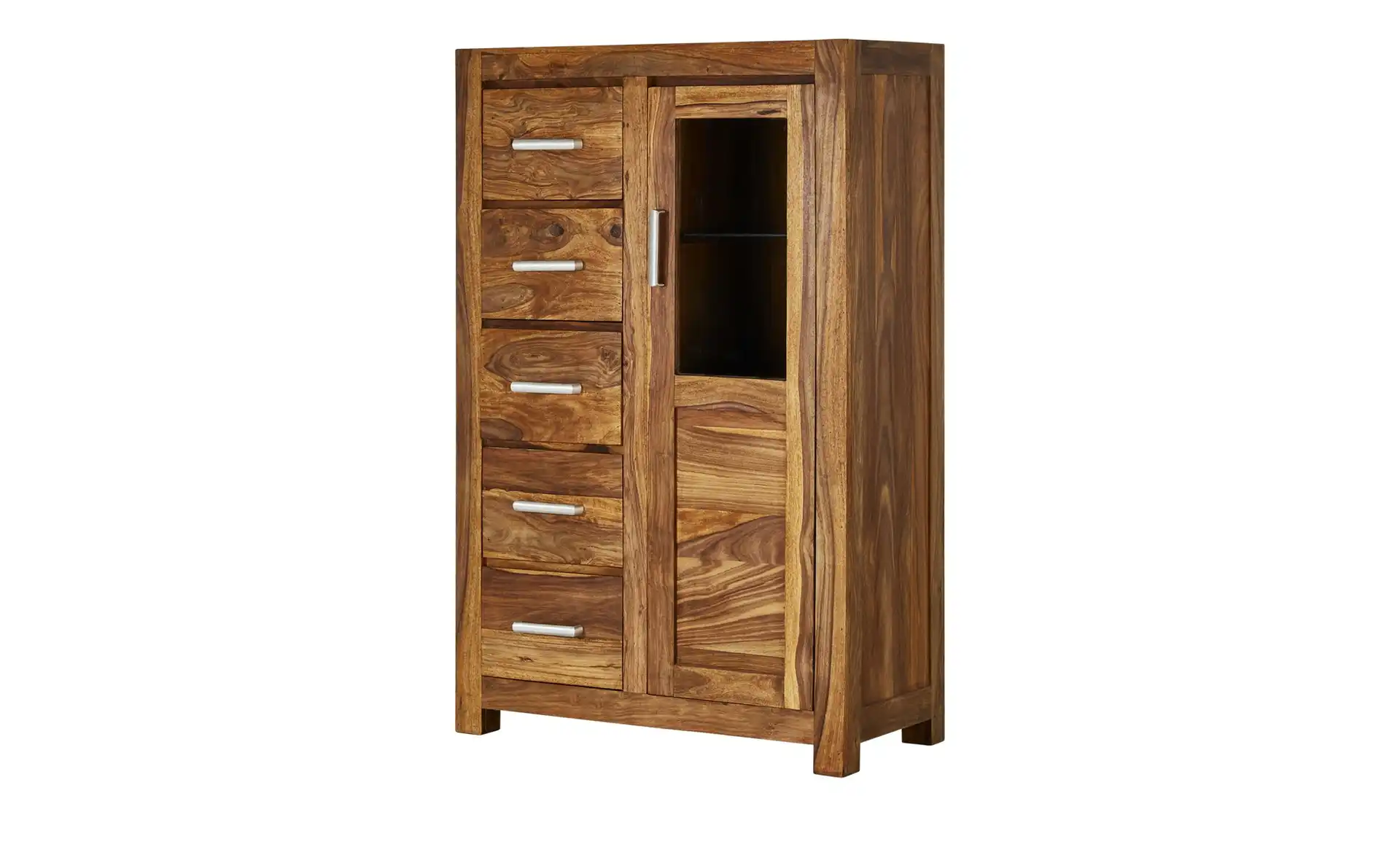 Vaache Sheesham Wood Glass Display Cabinet (150 cm, 1 Door)