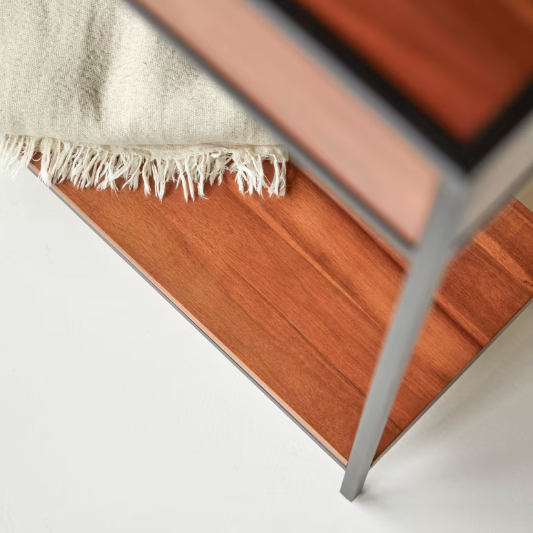Arlo – Solid Acacia Wood Console Table (2 Drawer, Metal Frame)