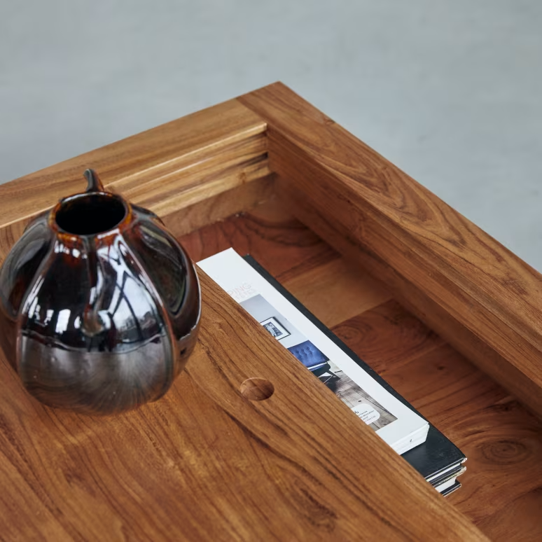 Elio – Solid Acacia Wood Coffee Table (117 cm)