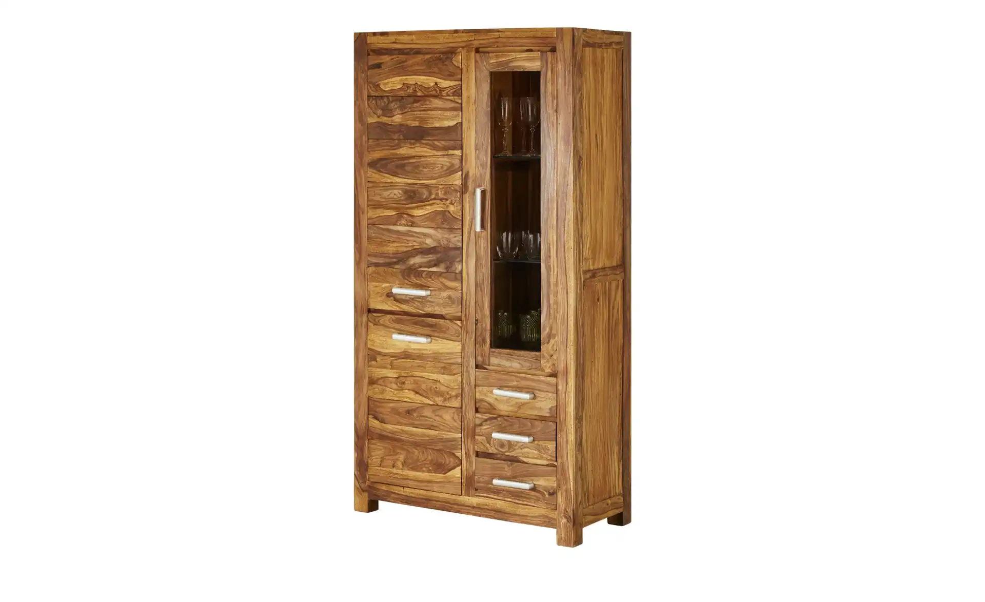 Vaache Sheesham Wood Glass Display Cabinet (190 cm, 3 Door)