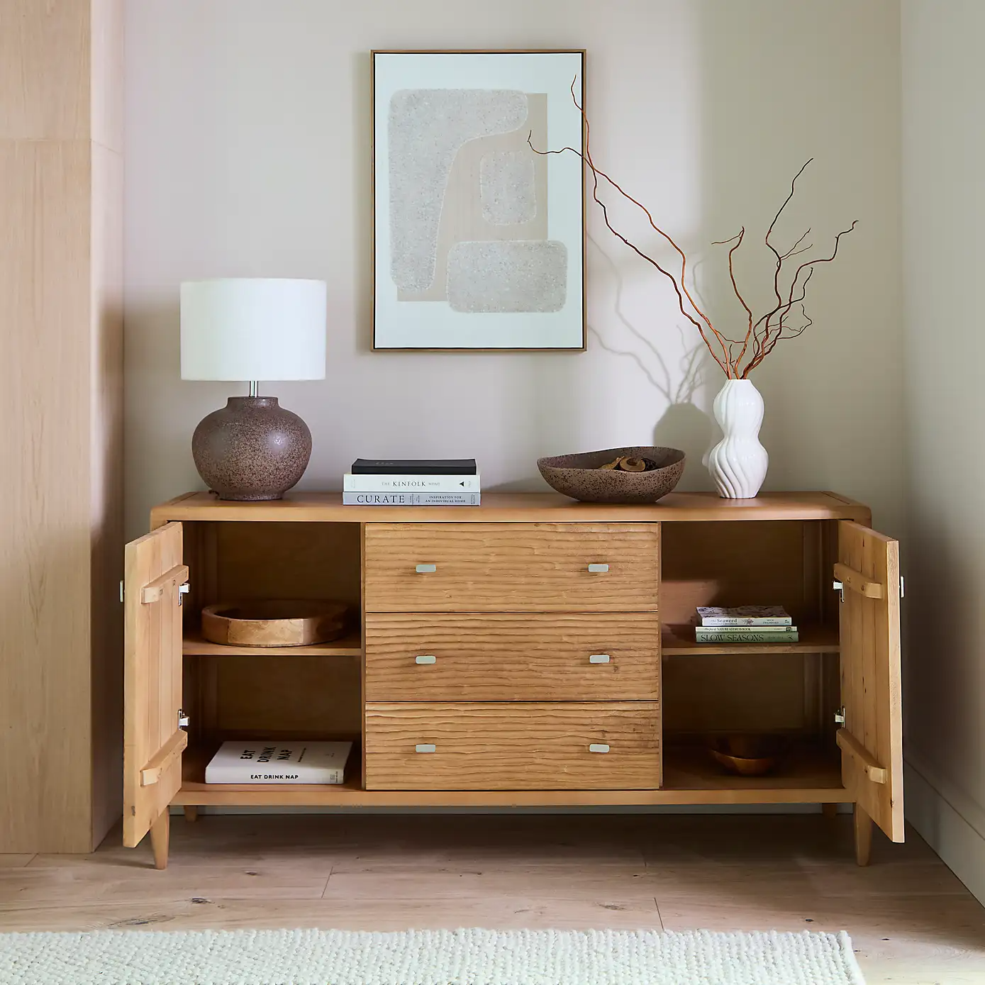 Artisan Carve – Solid Mango Wood Sideboard (145 cm, 2 Door)