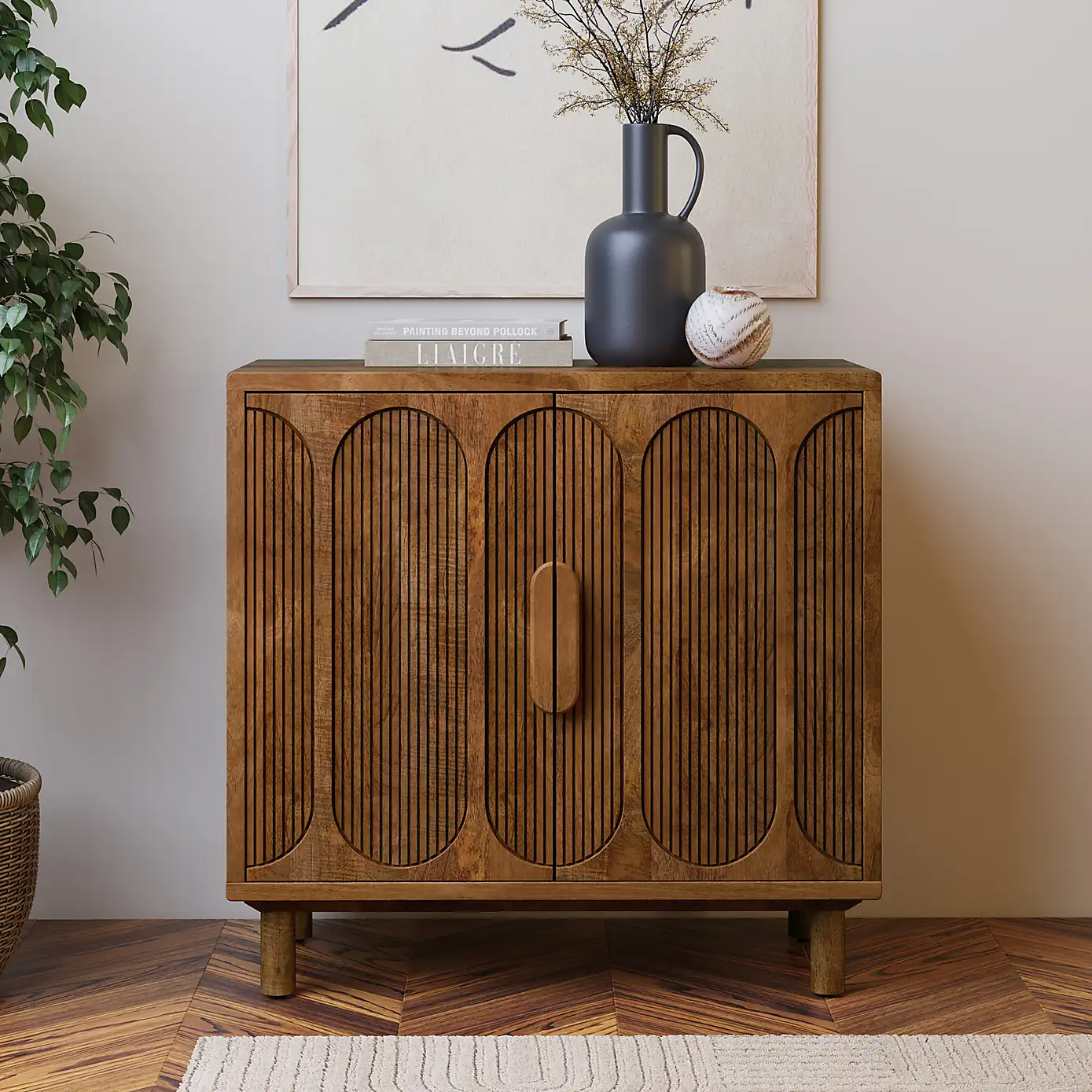 Diana – Solid Mango Wood Sideboard (77 cm, Compact Storage)