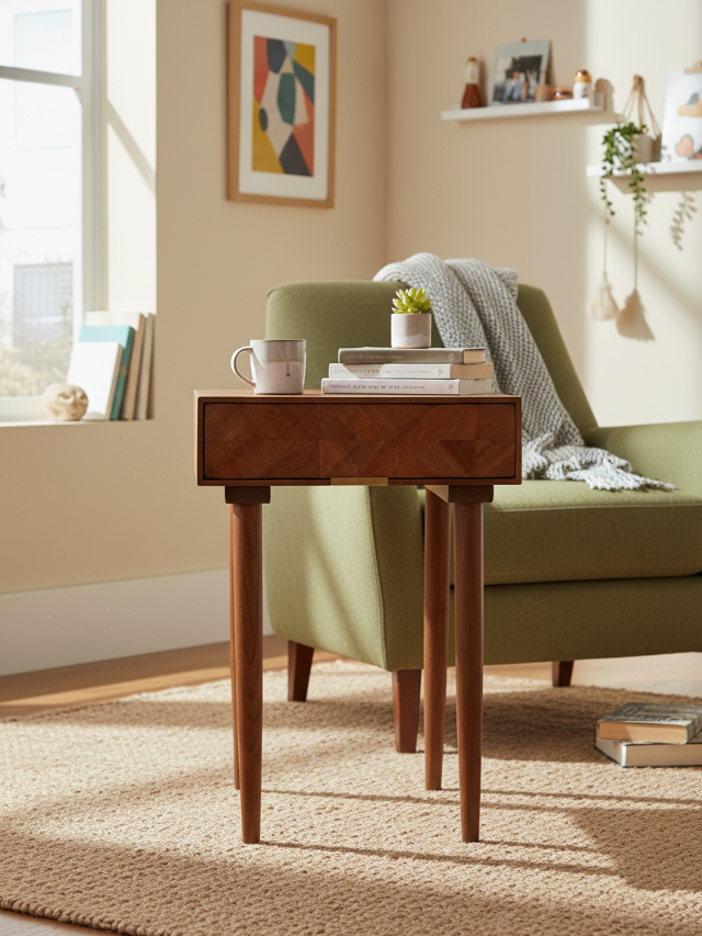 Aurum Solid Acacia Wood Side Table — alternate view