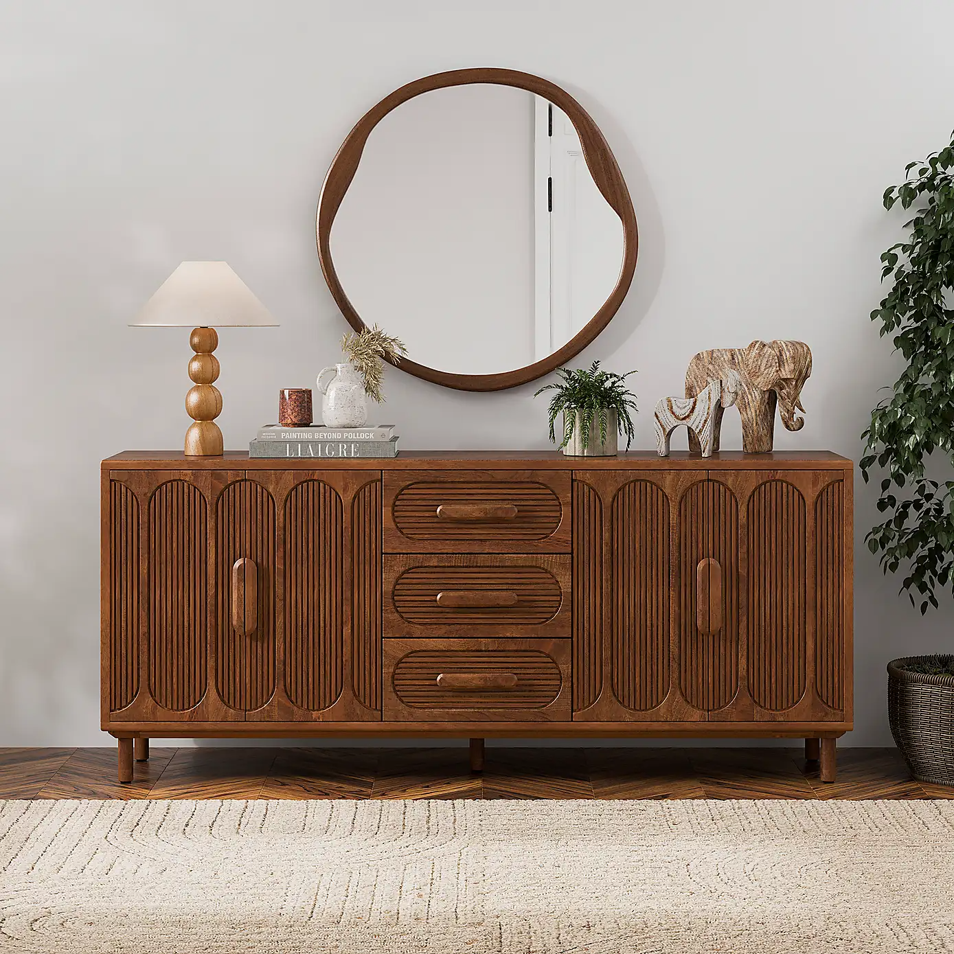 Diana – Solid Mango Wood Sideboard (172 cm, Wide Storage with Drawers)