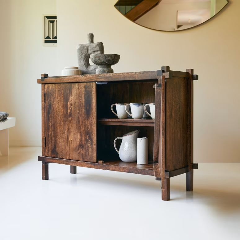 Hera – Solid Mango Wood Sideboard (117 cm, 2 Door)