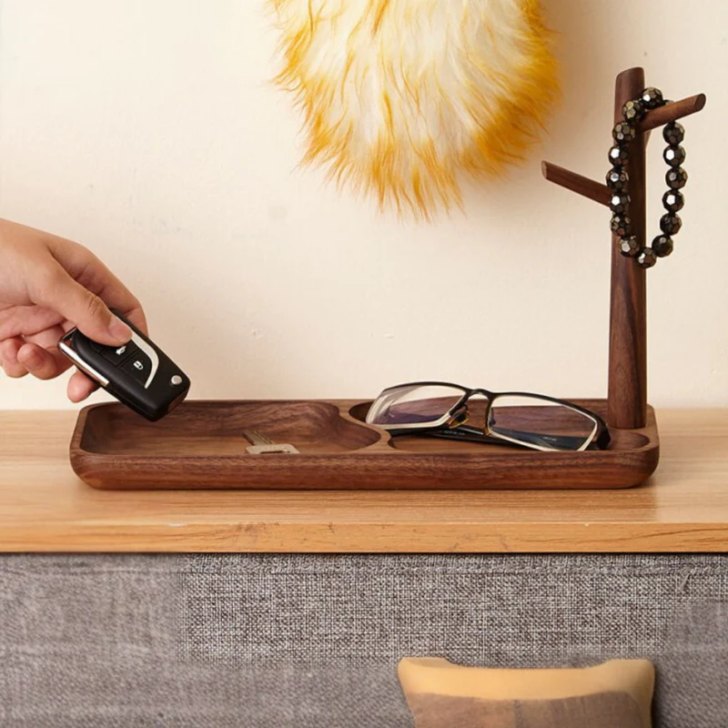 Vera Solid Wood Key Holder with Storage Tray
