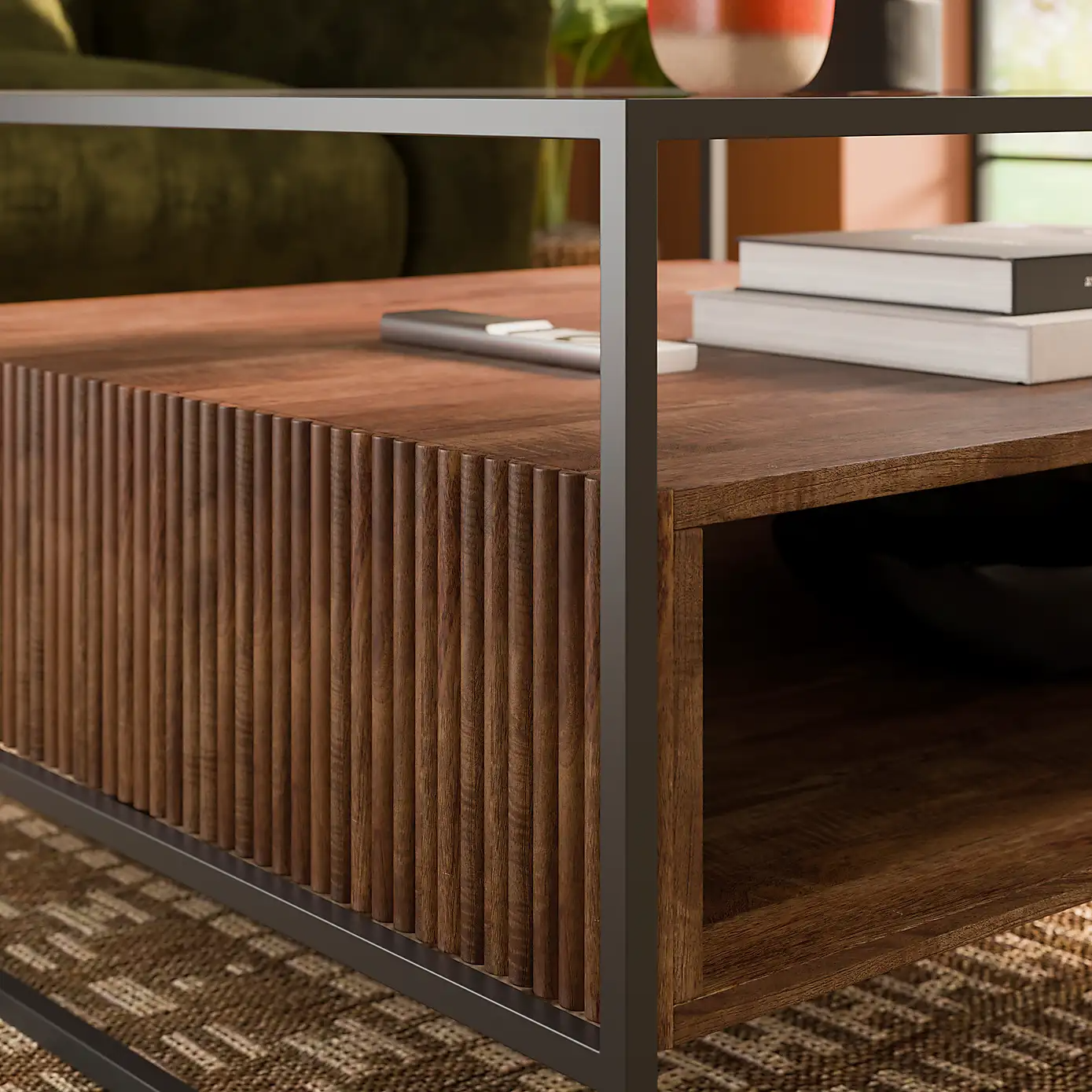 Ribbed Glass Square Coffee Table