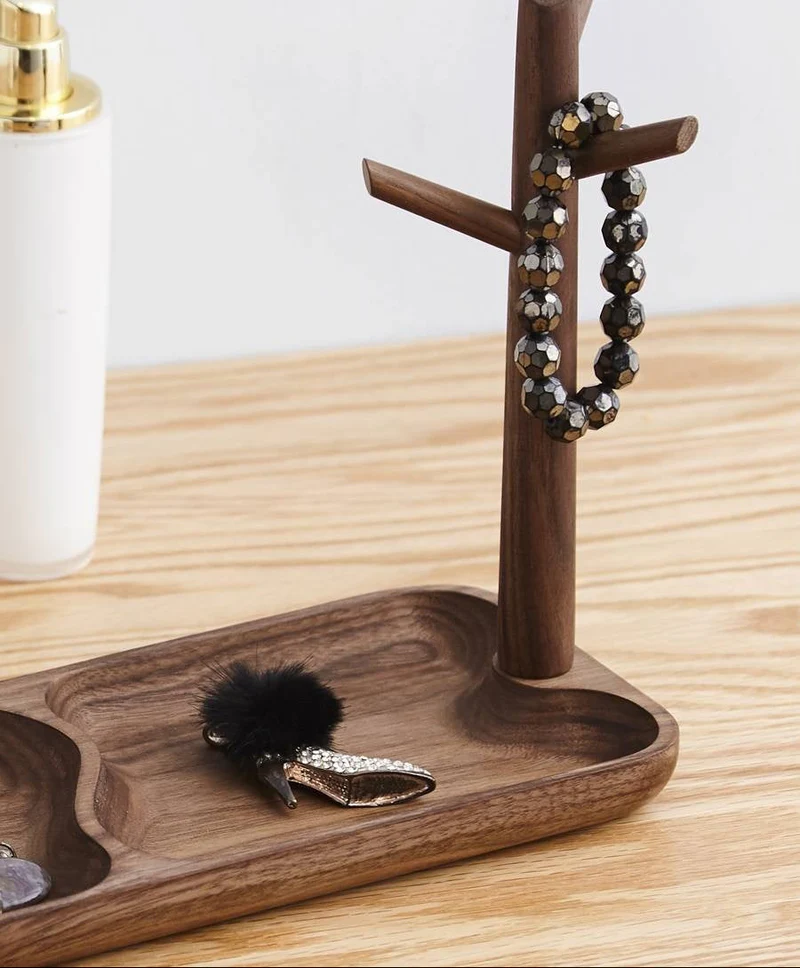 Vera Solid Wood Key Holder with Storage Tray