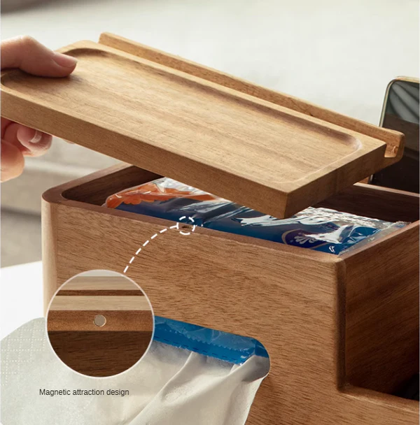 Vera Solid Wood Tissue Holder with Phone Stand — alternate view
