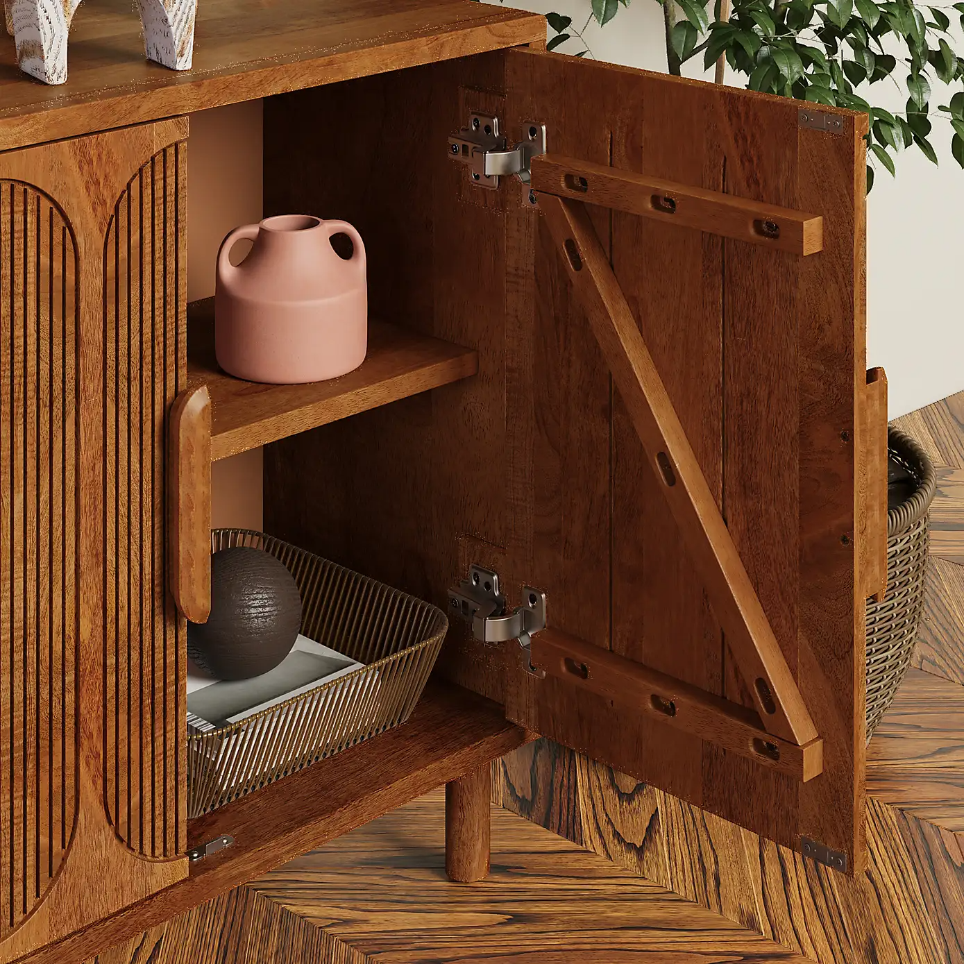 Diana – Solid Mango Wood Sideboard (145 cm, 4 Door)