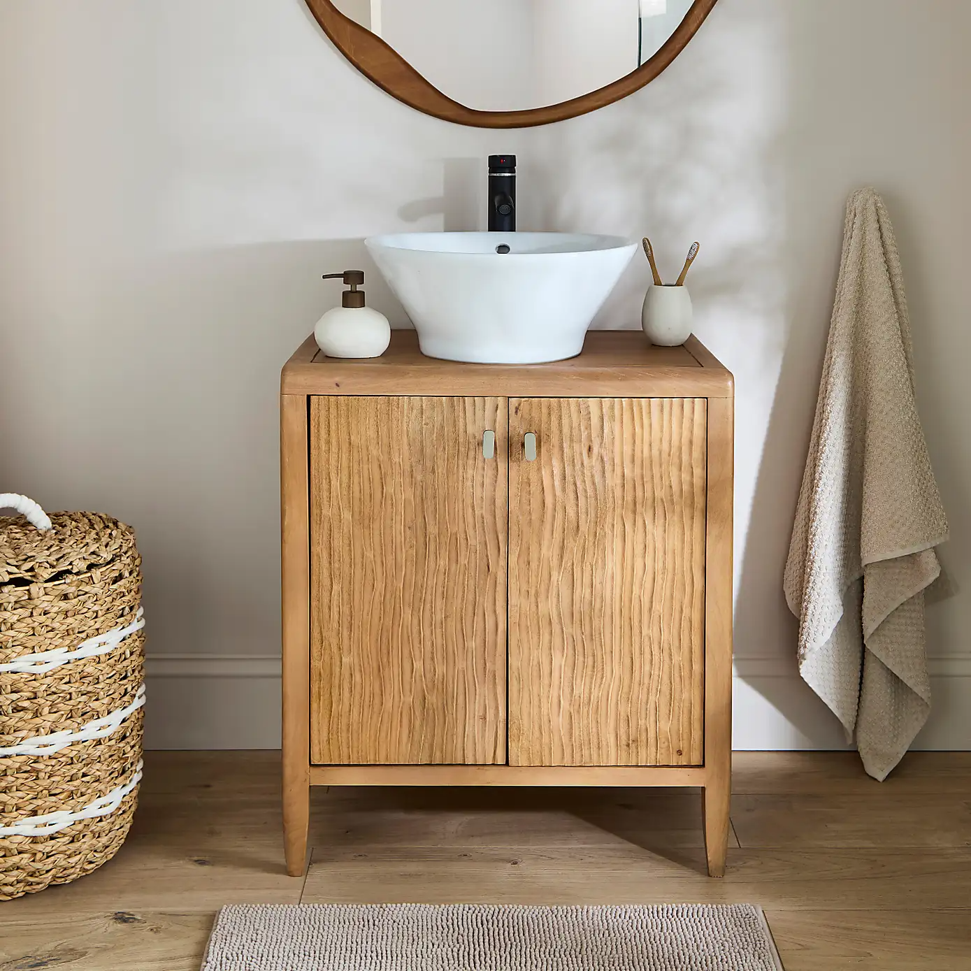 Artisan Carve – Solid Mango Wood Bathroom Vanity Unit