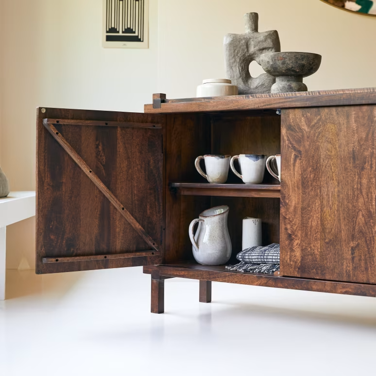 Hera – Solid Mango Wood Sideboard (117 cm, 2 Door)
