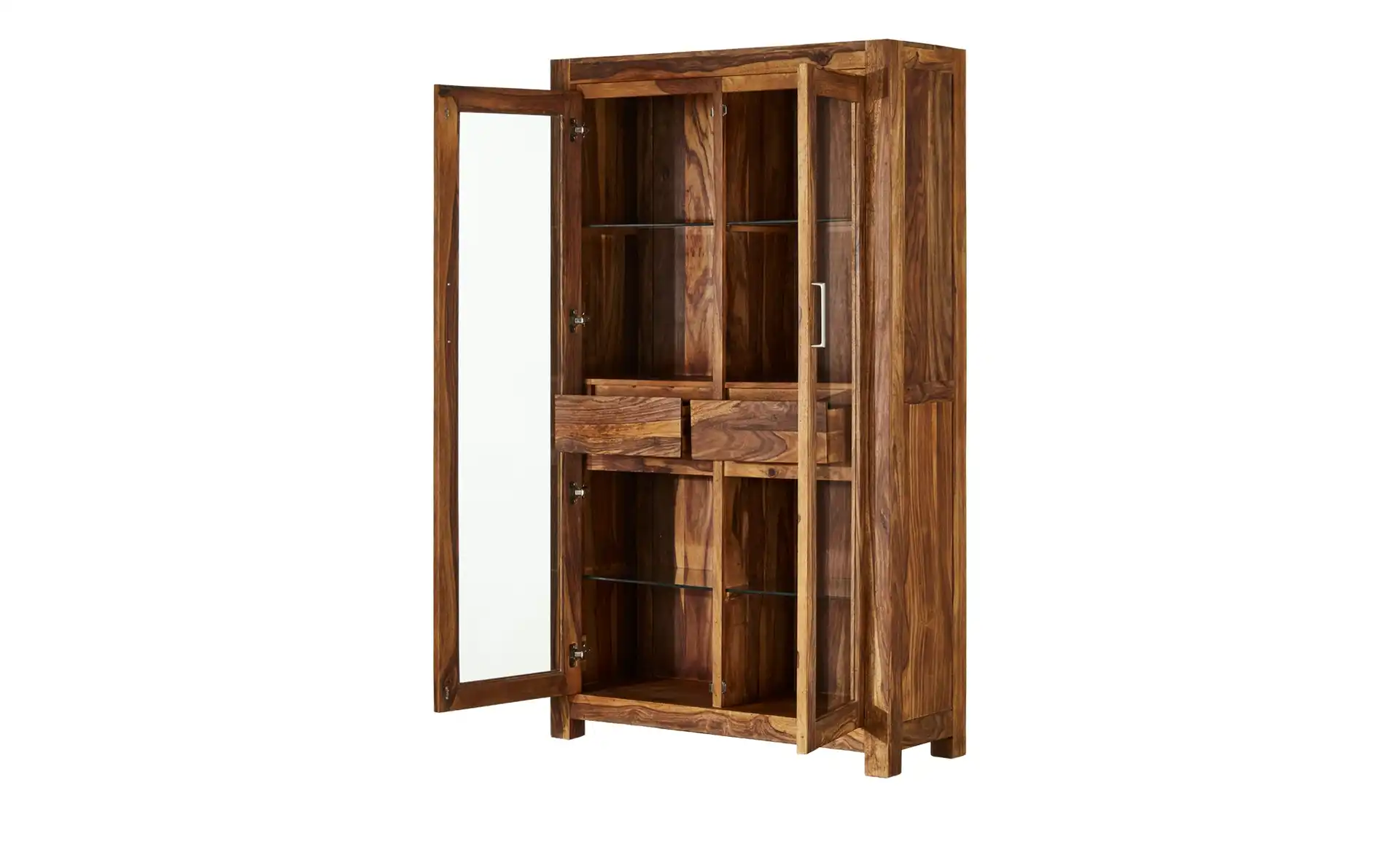 Vaache Sheesham Wood Glass Display Cabinet (190 cm, 2 Door)
