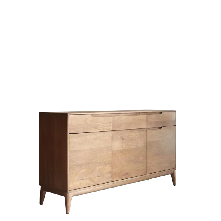 Eliana – Solid Mango Wood Sideboard (145 cm, 3 Doors, 3 Drawers)