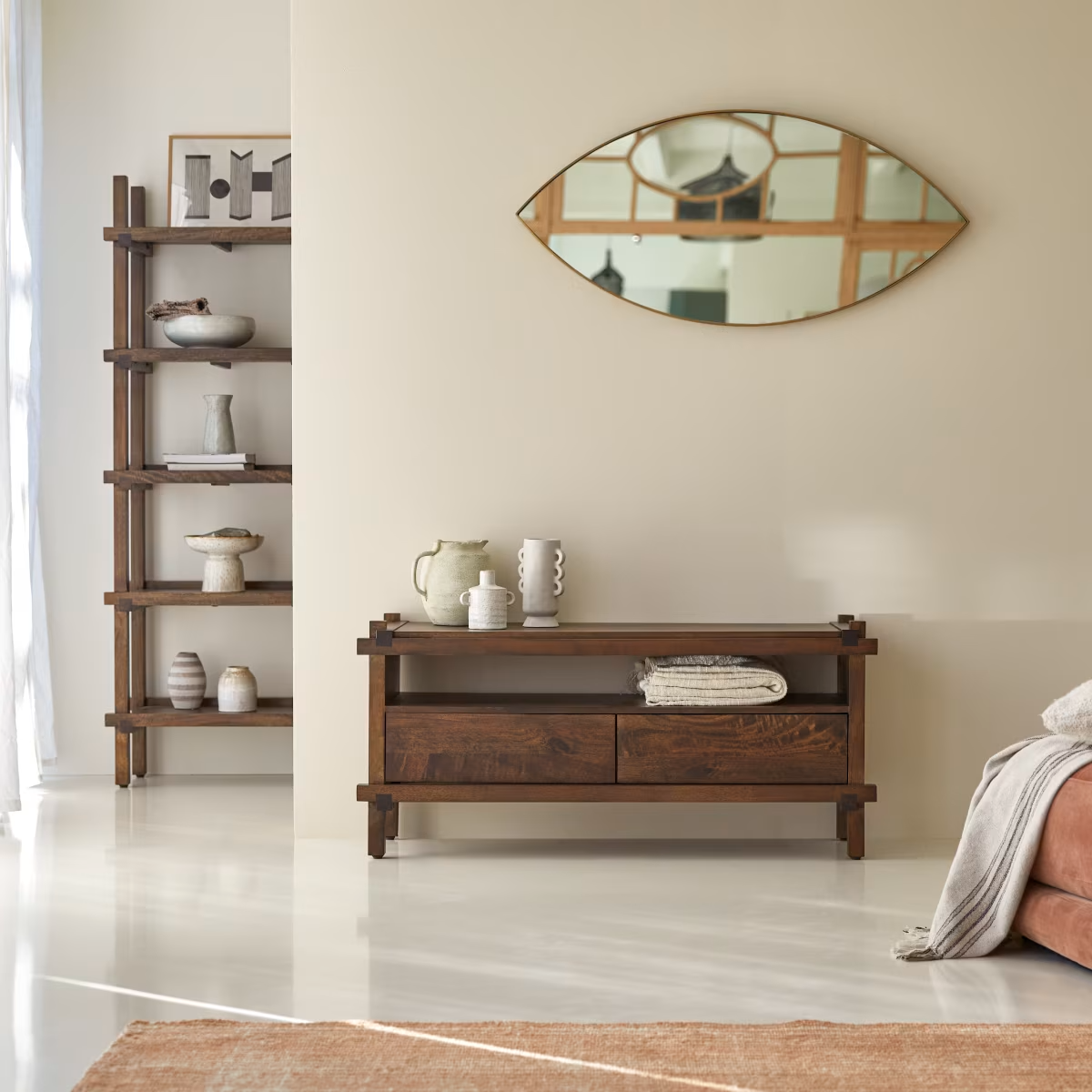 Hera – Solid Mango Wood TV Cabinet (117 cm, 2 Drawer) — alternate view
