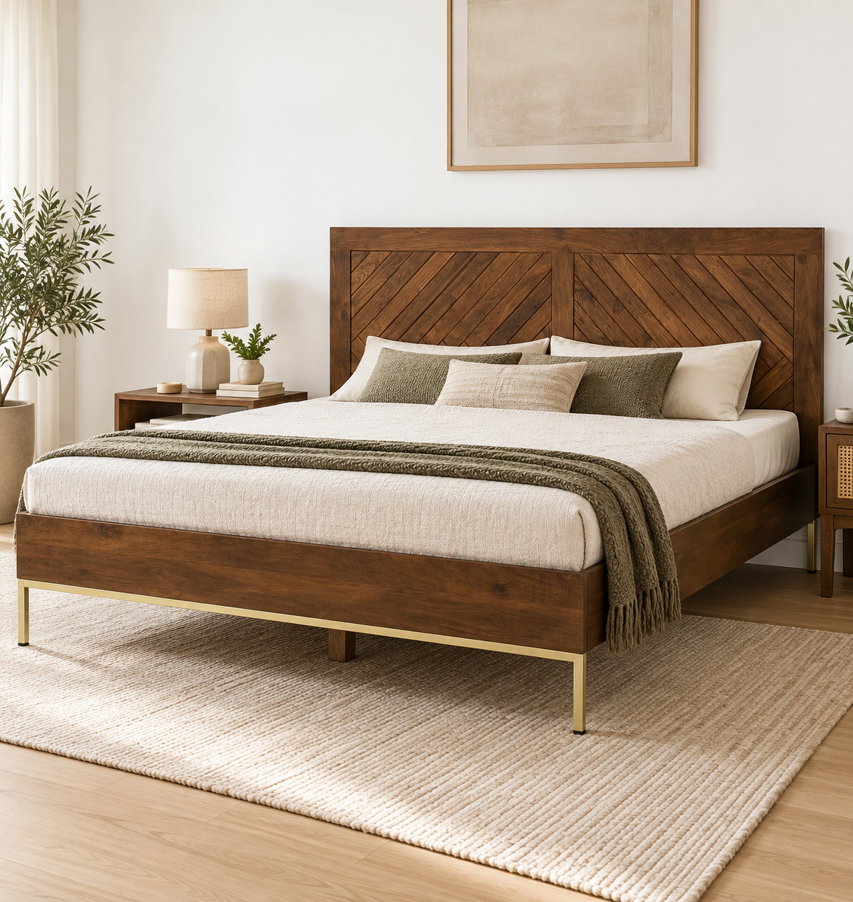 Niva Wooden Double Bed