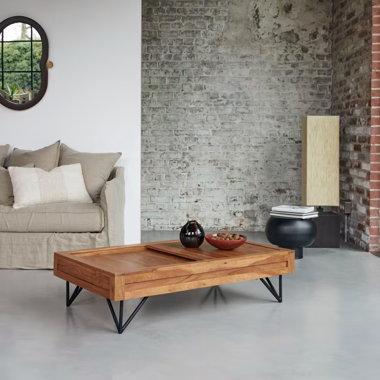 Elio – Solid Acacia Wood Coffee Table (117 cm)