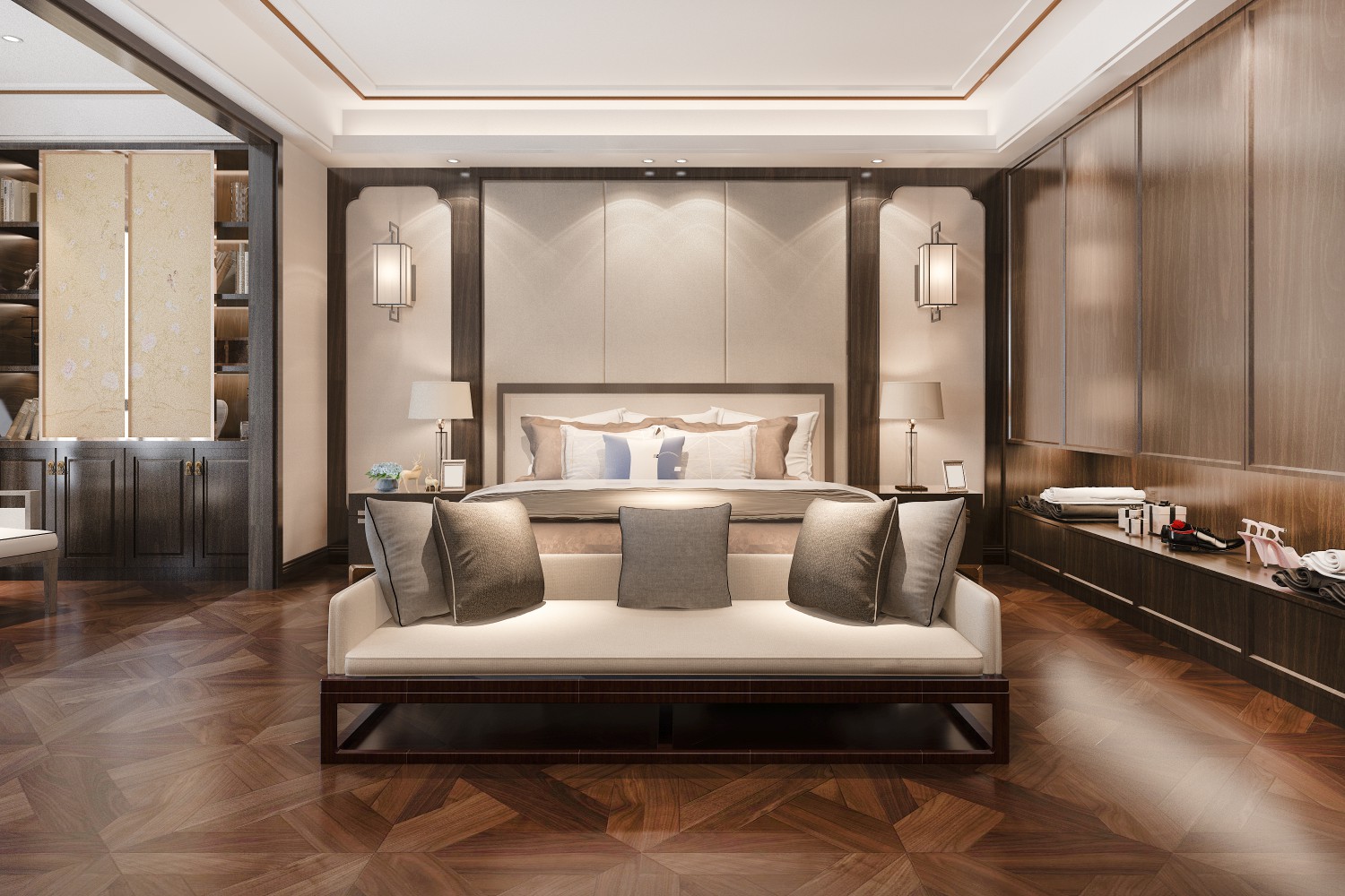 Modern Sofa and Custom shelving units